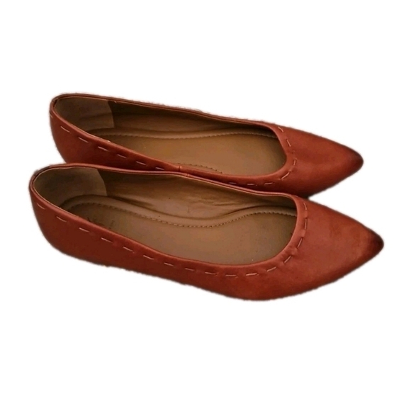 Frye Womens Brown Leather Kiki Stitch Classic Pointed Toe Ballet Flat 8 - Picture 3 of 12